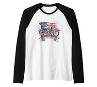 Freedom Motorcycle Red Ride and Blue Patriotic Biker Raglan Baseball Tee