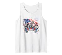 Freedom Motorcycle Red Ride and Blue Patriotic Biker Tank Top
