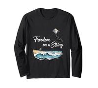 Freedom On A String Kite Flying Beach Sky Lover Long Sleeve T-Shirt