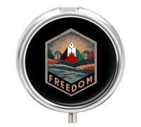 Freedom Palestine Round Pill Box Organiser 3 Compartment Medicine Case