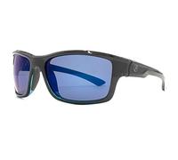 Freedom Polarised Hudson Square Wrap Sunglasses in Shiny Black Blue FRG145411 Shiny Black Blue Blue Mirror Polarised One Size