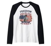 Freedom Priceless Not Free Honor Courage Sacrifice Veterans Raglan Baseball Tee