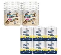 Freedom Quilted Shea Butter 3-Ply Toilet Paper - 90 Rolls + 24-Roll Rhino Kitchen Roll Bundle