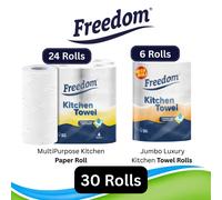 Freedom Rhino Kitchen Paper 24 Rolls + Jumbo Kitchen Towel 6 Rolls