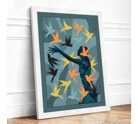 Freedom Rising Modern Framed Wall Art Print A1 (84.1×59.4cm) White, Wall Decor for Living Room, Bedroom, Office & Home, Ready to Hang, Art Gift