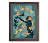 Freedom Rising Modern Framed Wall Art Print A2 (59.4×42cm) Walnut, Wall Decor for Living Room, Bedroom, Office & Home, Ready to Hang, Art Gift