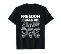Freedom Rolls On Motorhome Camping Icons Art T-Shirt