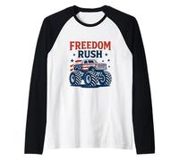 Freedom Rush Monster Truck Design Raglan Baseball Tee