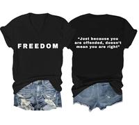 Freedom Shirt Freedom Double-Sided Letter Print Short Sleeve T-Shirt for Men Women, Unisex Tee Tops
