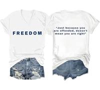 Freedom Shirt Freedom Double-Sided Letter Print Short Sleeve T-Shirt for Men Women, Unisex Tee Tops