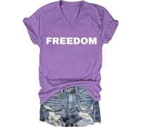 Freedom Shirt Freedom T-Shirt V-Neck Graphic T Shirt Casual Tops Women Men Light Purple