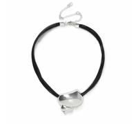 Freedom Silver Shell Black Cord Necklace
