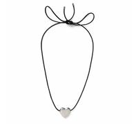 Freedom Silver Small Heart Black Cord Adjustable Necklace