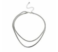 Freedom Silver-tone Double Row Snake Chain Necklace