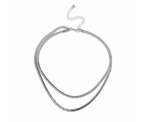 Freedom Silver-tone Double Row Snake Chain Necklace