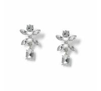 Freedom Silver Tone Floral Crystal Drop Earrings