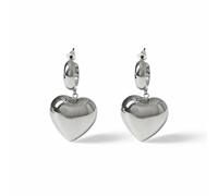 Freedom Silver Tone Thick Heart Hoop Earrings