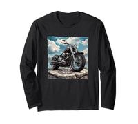 Freedom Skies and Cool Motorcycle Graphic Long Sleeve T-Shirt