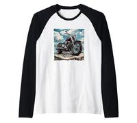 Freedom Skies and Cool Motorcycle Graphic Raglan Baseball Tee