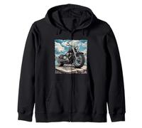 Freedom Skies and Cool Motorcycle Graphic Zip Hoodie
