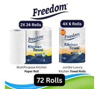 Freedom Soft White 3-Ply 90 Rolls + Rhino Jumbo Kitchen Towels 24 Rolls