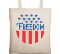 Freedom Stars and Stripes USA Graphic Natural Ecological Cotton Tote Bag Beige