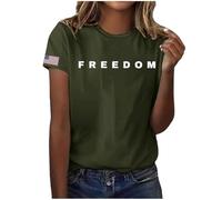 Freedom T-Shirt - America Freedom White Tshirt Political Top Statement Tee Patriotic (UK, Alpha, L, Army Green)