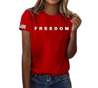 Freedom T-Shirt - America Freedom White Tshirt Political Top Statement Tee Patriotic (UK, Alpha, L, Red)