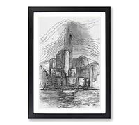 Freedom Tower in New York City in Abstract Framed Print | A2 Black Framed Wall Art | Ready to Hang | Abstract Cityscape Picture | Living Room Bedroom Lounge Office