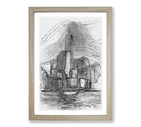 Freedom Tower in New York City in Abstract Framed Print | A2 Oak Framed Wall Art | Ready to Hang | Abstract Cityscape Picture | Living Room Bedroom Lounge Office