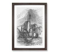 Freedom Tower in New York City in Abstract Framed Print | A2 Walnut Framed Wall Art | Ready to Hang | Abstract Cityscape Picture | Living Room Bedroom Lounge Office