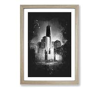 Freedom Tower in New York City Paint Splash Framed Print | A2 Oak Framed Wall Art | Ready to Hang | Modern Cityscape Picture | Living Room Bedroom Lounge Office