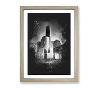 Freedom Tower In New York City Paint Splash Modern Framed Print | A2 Oak Framed Wall Art | Ready to Hang | Modern Cityscape Picture | Living Room Bedroom Lounge Office