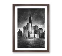 Freedom Tower In New York City Painting Modern Framed Print | A2 Walnut Framed Wall Art | Ready to Hang | Modern Cityscape Picture | Living Room Bedroom Lounge Office