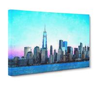 Freedom Tower & New York City Canvas Print | Gallery Wrapped 30mm Frame Wall Art | 20x14 inches | Ready to Hang | Modern Cityscape Picture | Living Room Bedroom Lounge Office