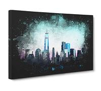 Freedom Tower & New York City Paint Splash Canvas Print | Gallery Wrapped 30mm Frame Wall Art | 30x20 inches | Ready to Hang | Modern Cityscape Picture | Living Room Bedroom Lounge Office