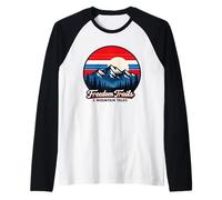 Freedom Trails Mountain Tales 4th of July Patriotic Retro Raglan Baseball Tee