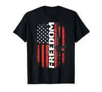 Freedom Vertical USA Flag Rifle - 2A Patriot Gun Pride USA T-Shirt