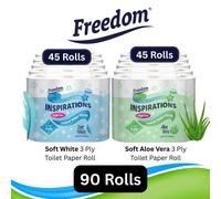 Freedom White 3-Ply Toilet Paper 45 Rolls + Aloe Vera 45 Rolls