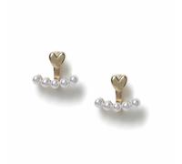 Freedom Yellow Gold Heart Pearl Stud Earrings