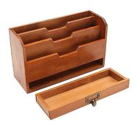 Freedomanoth Letter Rack Document Rack Wooden Office Shelf Post Tray Desk Organiser Letter Tray Box For Magazines Papers and Documents