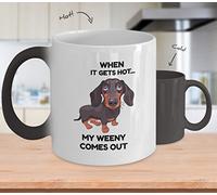 freedomlook Weeny Dog Lover - Weiner Dog Heat Sensitive Mug - Color Changing Weiner Dog Mug - Perfect For Weeny Owner - When It Gets Hot My Weeny Comes Out (Color Changing)