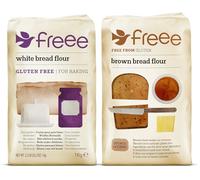 Freee Bread Flour Selection Pack - 1 x White Bread Flour 1kg & 1 x Brown Bread Flour 1kg - Total 2 Packets - Free from Gluten