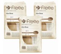 FREEE by Doves Farm Gluten Free Rice Flour 1kg x 3 - Naturally Milled White & Brown Rice for Baking, Thickening & Cooking - Vegan, Coeliac & Gluten-Free Diets with Welari Thank You Card | (3 Pack)