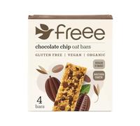 FREEE Gluten Free Organic Chocolate Chip Flapjack Oat Bars 4 x 35g - High Fibre Snack Bars with 70% Cocoa - Vegan, Dairy Free, Coeliac UK & Soil Association Certified