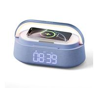 FREEFISH Bluetooth Speaker with Wireless Charger, FM Radio, Adjustable LED Night Light, 15W Wireless Charging for iPhone, 10W Dual Speakers, 2500 mAh Battery, Bluetooth 5.0