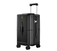 FREEFLY Hard Shell Medium Suitcase Lightweight Durable Carry On Luggage Cabin Suitcase on 4 Double Rotating Wheels,Black,26in