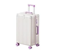 FREEFLY Hard Shell Suitcase Medium Suitcase 4 Spinner Wheels Cabin Suitcase Lightweight Carry On Luggage with Folding Cup Holder,White Purple,20in