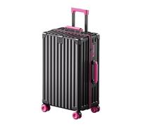 FREEFLY Hard Shell Suitcase Medium Suitcase 4 Spinner Wheels Cabin Suitcase Lightweight Carry On Luggage with Folding Cup Holder,Black Purple,26in