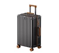 FREEFLY Hard Shell Suitcase Medium Suitcase 4 Spinner Wheels Cabin Suitcase Lightweight Carry On Luggage with Folding Cup Holder,Black Brown,22in